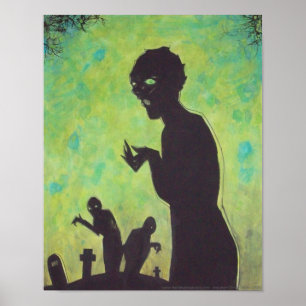 Vert signifie GO Silhouette Zombie Horreur poster 