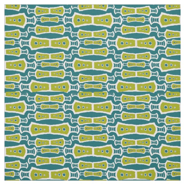 Vert Turquoise blanc Abstrait tissu de conception  (Échantillon)