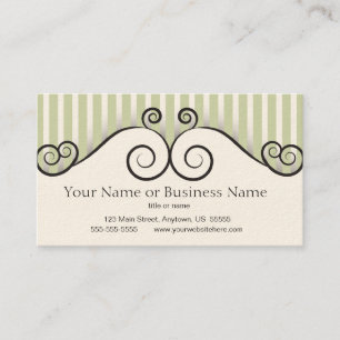 Vert vintage barré avec le carte de visite de