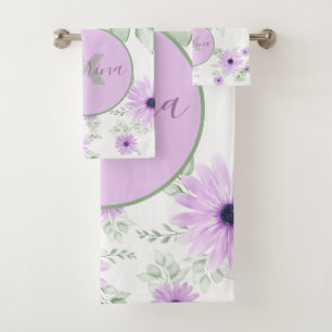 Vert violet personnalisé, Fleurs aquarelles