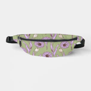 Vert violet rétro Y2K Funky Hippie Flower Motif
