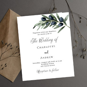 verte mariage invitation budgétaire feuille d'oliv
