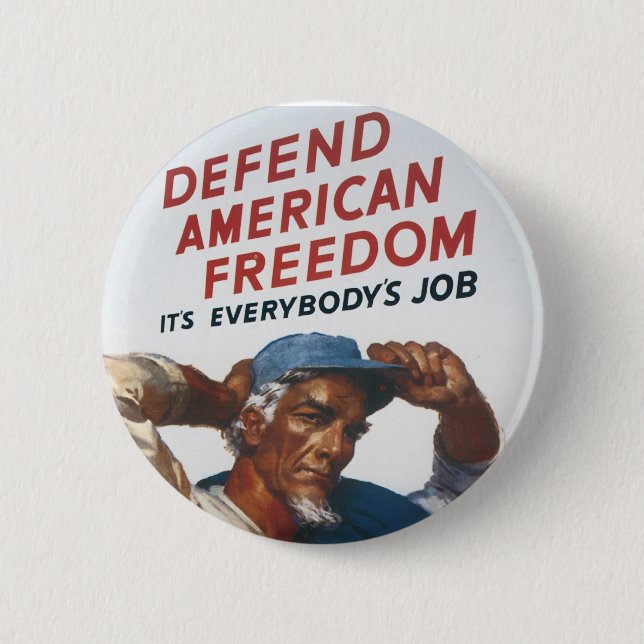 Verteidigen Sie amerikanische Freiheits-Vintages Button (Vorderseite)
