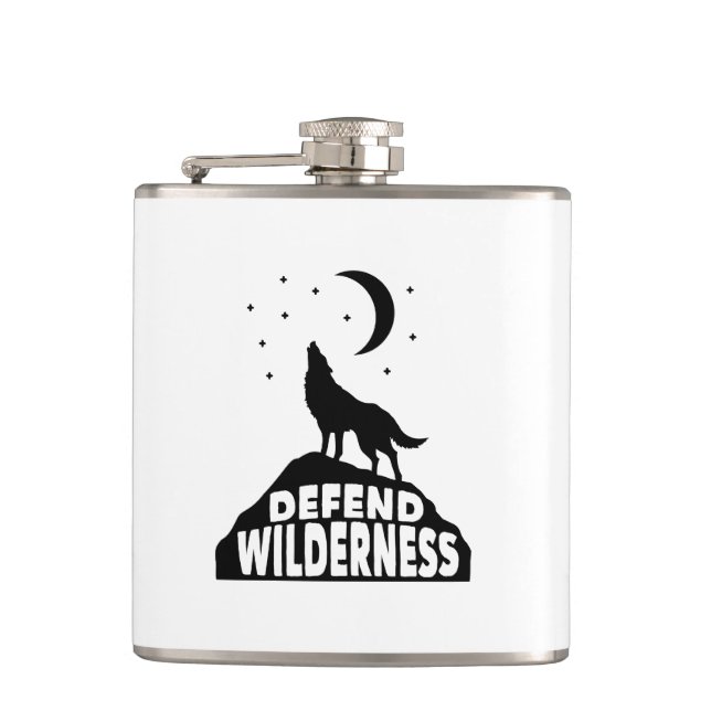 Verteidiger Wilderness Wolf Moon Flachmann (Vorderseite)