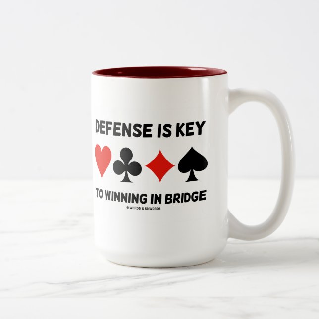 Verteidigung ist der Schlüssel zum Sieg in Bridge  Zweifarbige Tasse (Rechts)