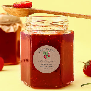 Verteile die Liebe Erdbeer Marmelade Kraftpapier T Runder Aufkleber