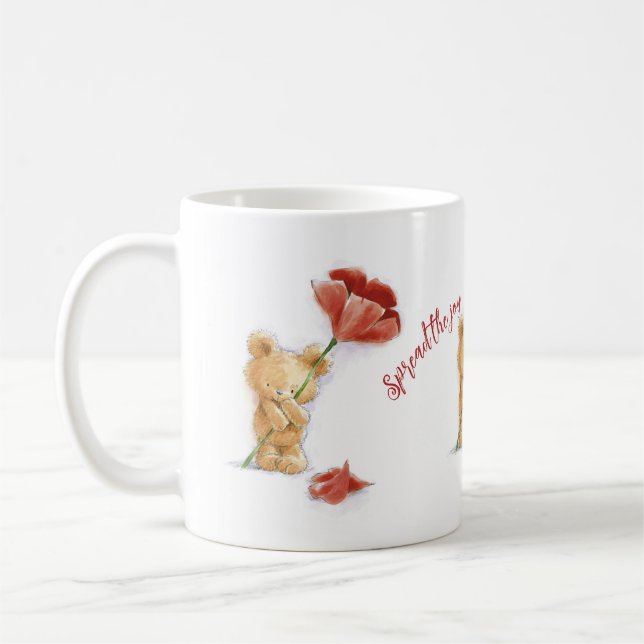 Verteilen Sie die Freude niedlich Teddy inspiriere Kaffeetasse (Links)