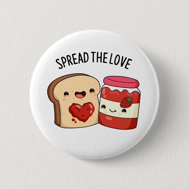 Verteilen Sie die Liebe Funny Jam und Brot Pub Button (Vorderseite)