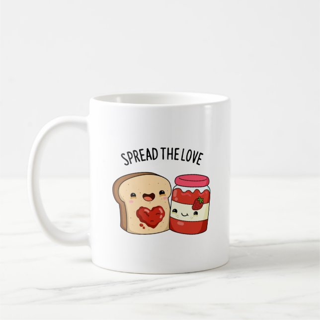 Verteilen Sie die Liebe Funny Jam und Brot Pub Kaffeetasse (Links)
