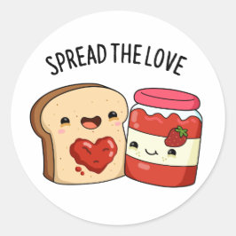 Verteilen Sie die Liebe Funny Jam und Brot Pub Runder Aufkleber