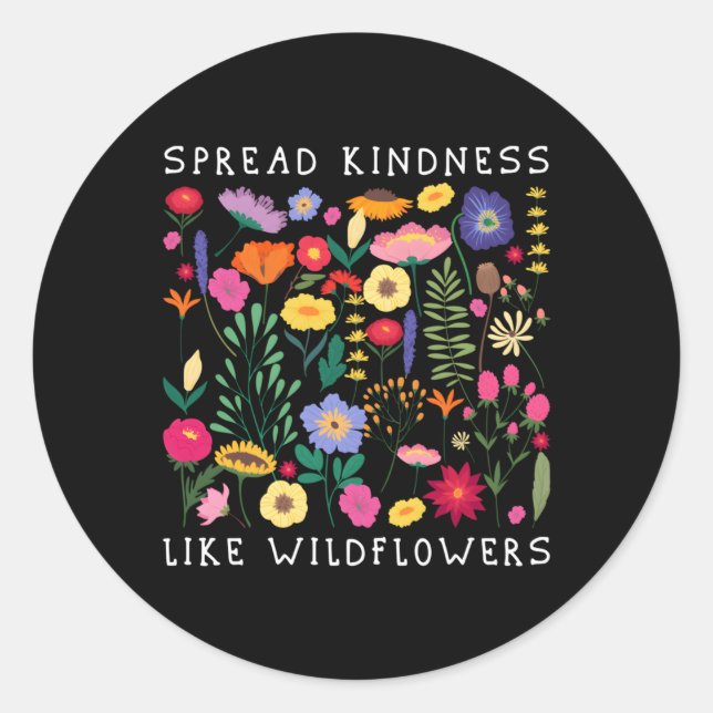 Verteilen von Güte wie Wildblumen Liebe Hapess Flo Runder Aufkleber (Vorderseite)