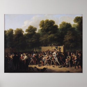 Verteilung von Lebensmitteln und Wein Poster