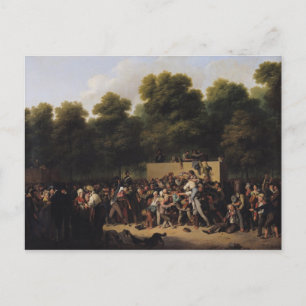 Verteilung von Lebensmitteln und Wein Postkarte