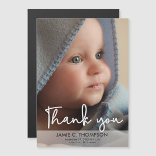 Vertical Baby Foto Geburtserklärung Vielen Dank Magneteinladung