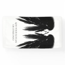 Vertical Black Angel Wings Monogram