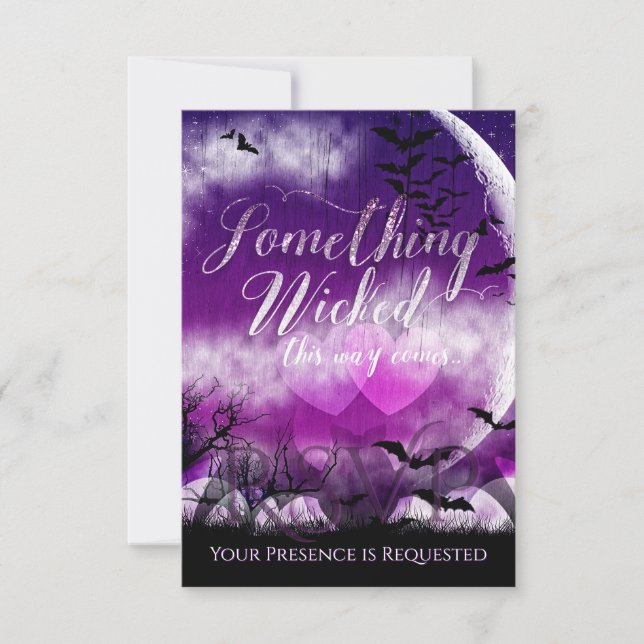 Vertical-Hochzeit der Liebe Mond auf der Wicked Fu RSVP Karte (Vorderseite)