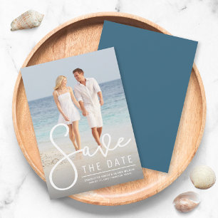 Vertical Modern Script Photo Enregistrer la carte 