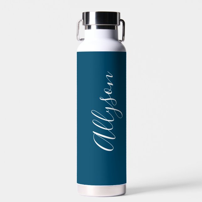 Vertical Name White Script personalisieren, Ocean  Trinkflasche (Vorne)