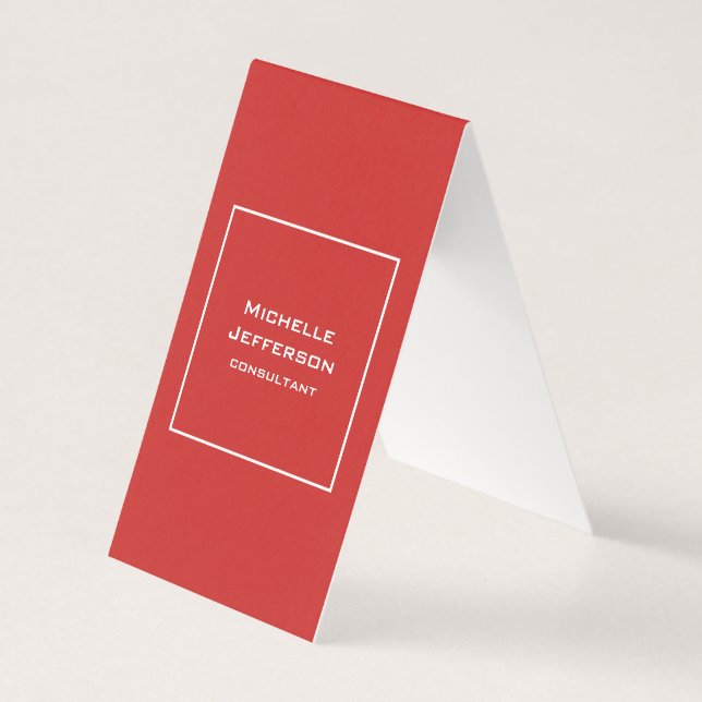 Vertical Red Modern Stylish Trendy Minimalist Visitenkarten (Vorderseite)