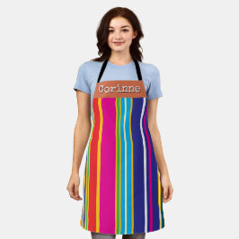 Vertical Retro Stripes Colorful Apron Schürze
