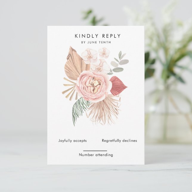 Vertical RSVP-Karte für tropische Böhmen RSVP Karte (Stehend Vorderseite)