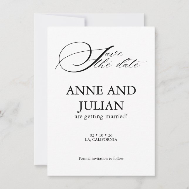 Vertical Save the date card with Back photo (Vorderseite)