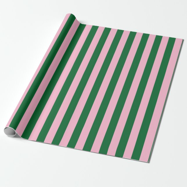Vertical Stripe Pattern in Pink and Green Geschenkpapier (Ungerollt)