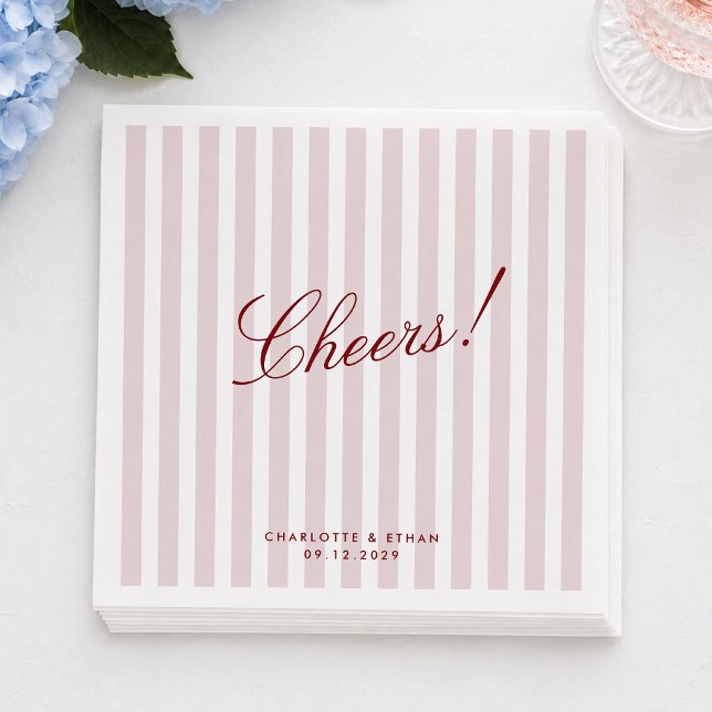 Vertical Stripes blush Pink Moderne Hochzeitsnahru Serviette (Von Creator hochgeladen)