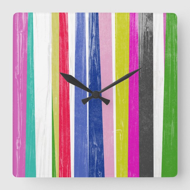 Vertical Stripes Quadratische Wanduhr (Vorderseite)