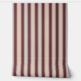 Vertical Stripes Tan Red Blue Tapete
