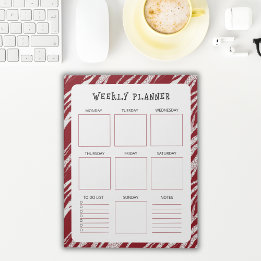 Vertical Undated Weekly Planner with Red Border Notizblock