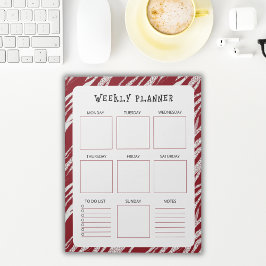 Vertical Undated Weekly Planner with Red Border Notizblock