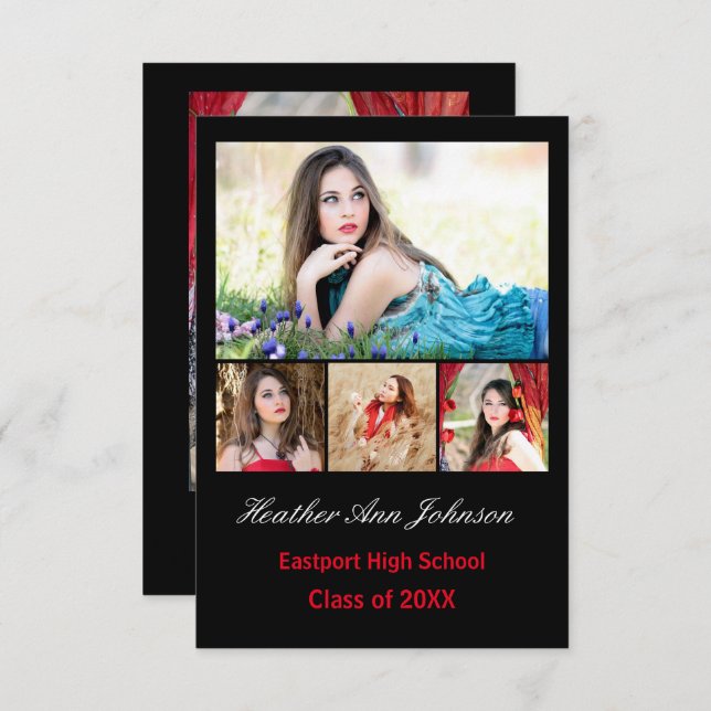 Verticale de collage de 5 photos - faire-part du (Devant / Derrière)