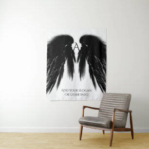 Vertikal BLACK ANGEL WINGS Monogram Wandteppich