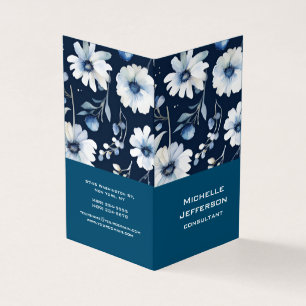 Vertikal blaue Blüte Moderne stilvolle Trendy Visitenkarten