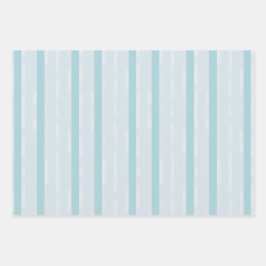 Vertikal Dusty Blue und Silver Stripes Geschenkpapier Set