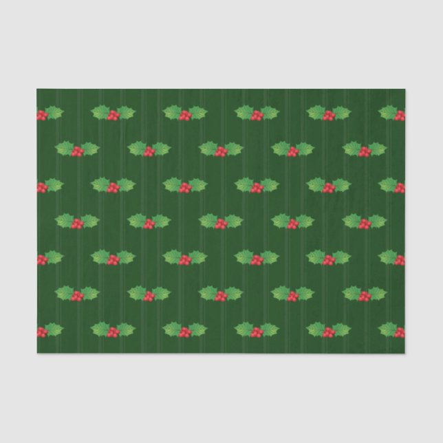 Vertikal gestreifte Holly Berries Seidenpapier (Vorderseite)