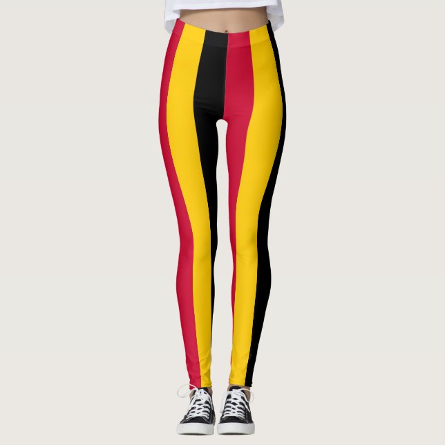 Vertikal gestrichene angolanische Flaggenfarben Leggings (Vorderseite)