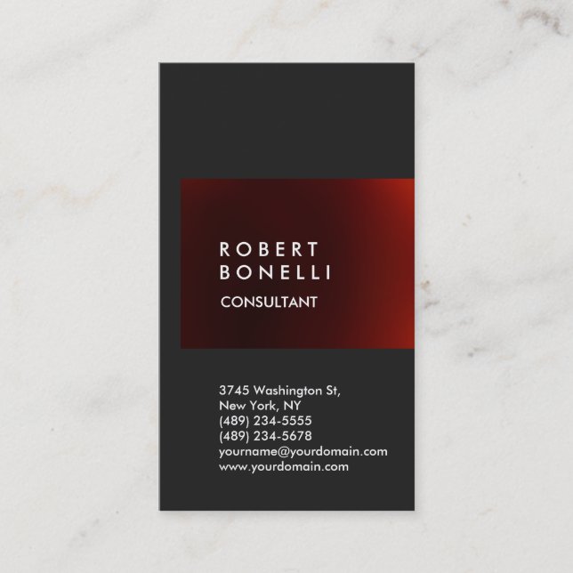 Vertikal grau dunkelroter Streifen einzigartig Visitenkarte (Vorderseite)