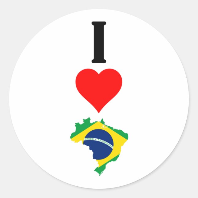 Vertikal I Liebe Brasilien / I Herz Brasilien Bras Runder Aufkleber (Vorderseite)