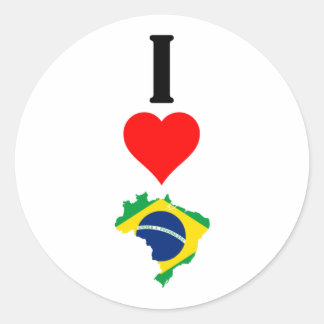 Vertikal I Liebe Brasilien / I Herz Brasilien Bras Runder Aufkleber