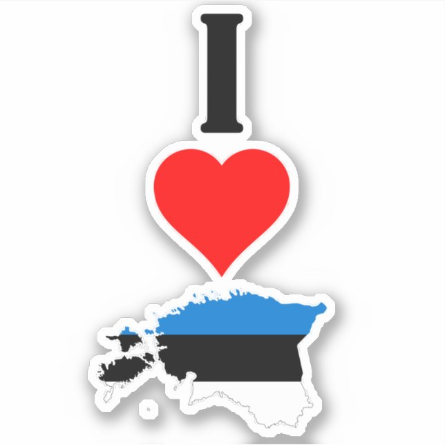 Vertikal I Liebe Estnisch Karte und Flagge Aufkleber (Vorderseite)