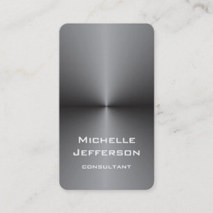 Vertikal Metallisches Silver Gray Stilvoll Trendy Visitenkarte