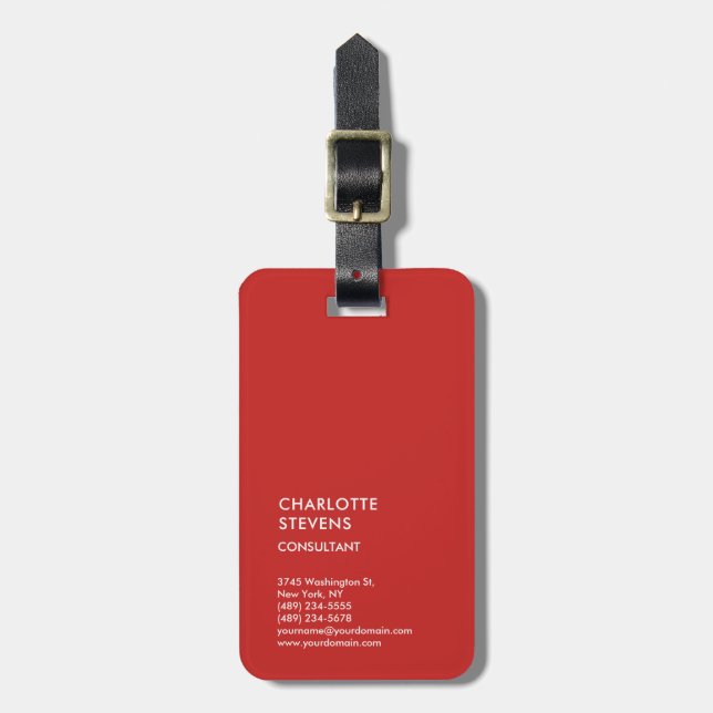 Vertikal Red Trendy Minimalistisch Elegant Einfach Gepäckanhänger (Vorderseite vertikal)
