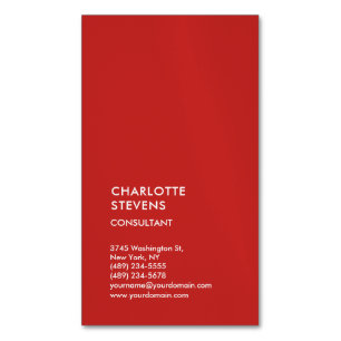 Vertikal Red Trendy Minimalistisch Elegant Einfach Magnetische Visitenkarte