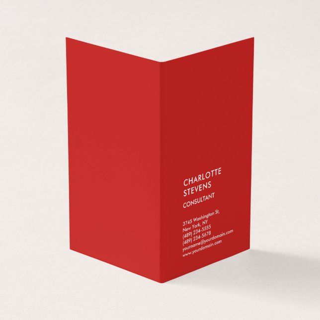 Vertikal Red Trendy Minimalistisch Elegant Einfach Visitenkarten (Vorderseite)