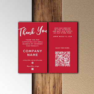 Vertikal rot elegant Danke Business Card Visitenkarte