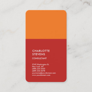 Vertikal Rot Orange Minimalistisch Elegant Einfach Visitenkarte