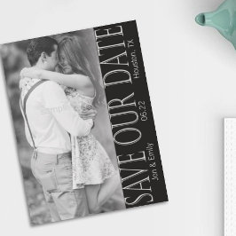 Vertikal Schwarz und Weiß Save the Date 5 x 7 Ankündigung