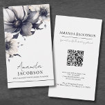 Vertikal Schwarz-weißes Blumenmuster Beruflich Visitenkarte<br><div class="desc">Mit dieser eleganten und vielseitigen Visitenkarte stärken Sie Ihre berufliche Präsenz. Mit einem cremefarbenen oder leicht grauen Hintergrund auf beiden Seiten strahlt dieses Design zeitlose Eleganz aus. Die schwarzen Schriftart und Linien verwenden eine Mischung aus Skripttypografie und klassischen Serifenschriften und sorgen für ein raffiniertes und geschmackvolles Aussehen. Diese Visitenkarte ist...</div>